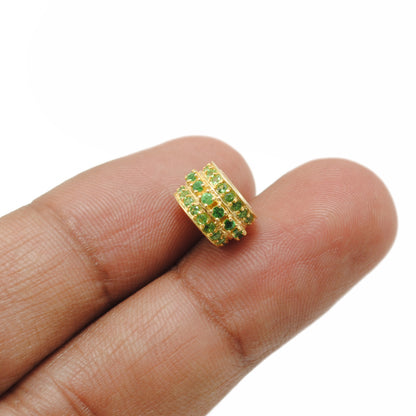Sapphire Tsavorite Diamond Diamond Ruby Donut Silver Spacer Charm Beads Findings