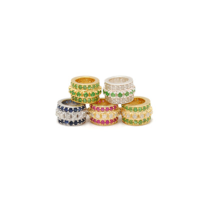 Sapphire Tsavorite Diamond Diamond Ruby Donut Silver Spacer Charm Beads Findings