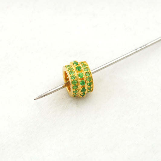 Sapphire Tsavorite Diamond Diamond Ruby Donut Silver Spacer Charm Beads Findings