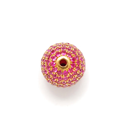 14k Solid Yellow Gold Ruby Ball Spacer Beads 10 mm - Kanika Creations