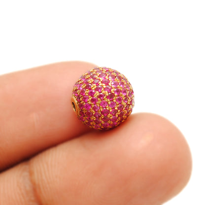 14k Solid Yellow Gold Ruby Ball Spacer Beads 10 mm - Kanika Creations