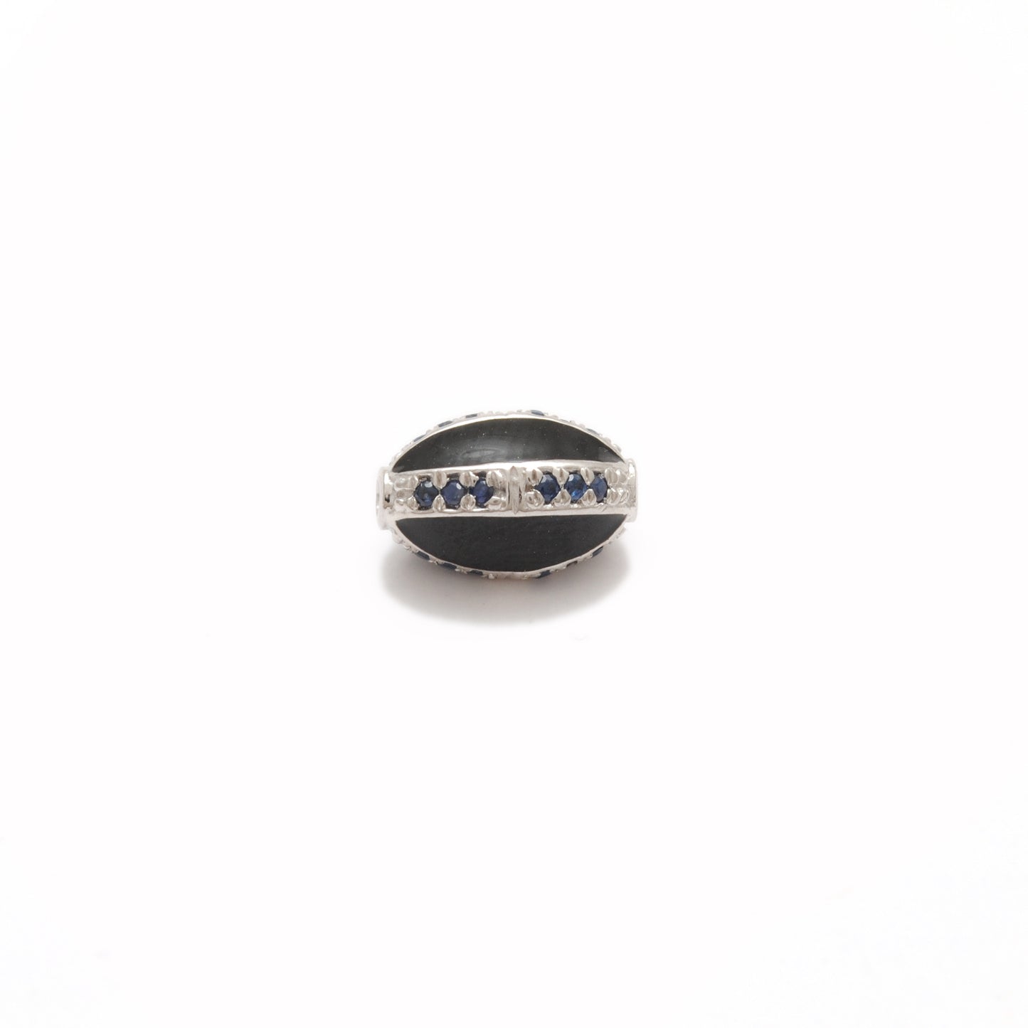 Blue Sapphire Ruby Diamond Pavé Oval Bead – Sterling Silver Findings