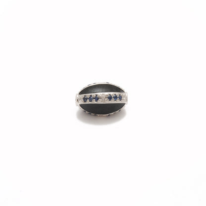 Blue Sapphire Ruby Diamond Pavé Oval Bead – Sterling Silver Findings