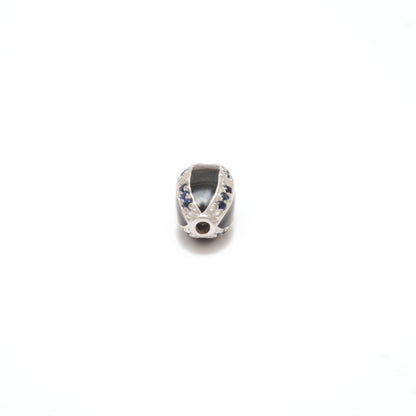Blue Sapphire Ruby Diamond Pavé Oval Bead – Sterling Silver Findings