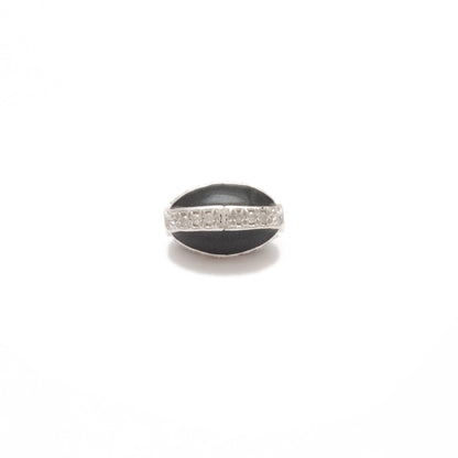 Blue Sapphire Ruby Diamond Pavé Oval Bead – Sterling Silver Findings