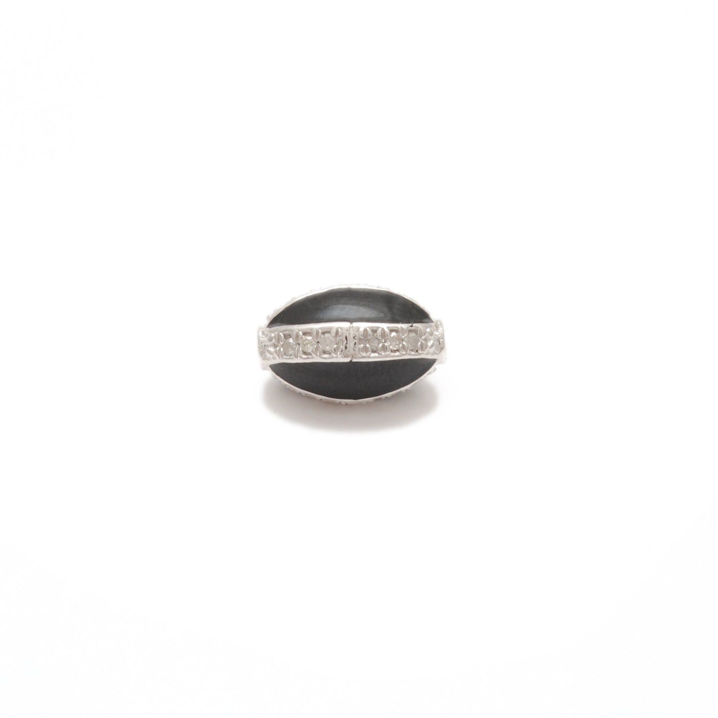 Blue Sapphire Ruby Diamond Pavé Oval Bead – Sterling Silver Findings