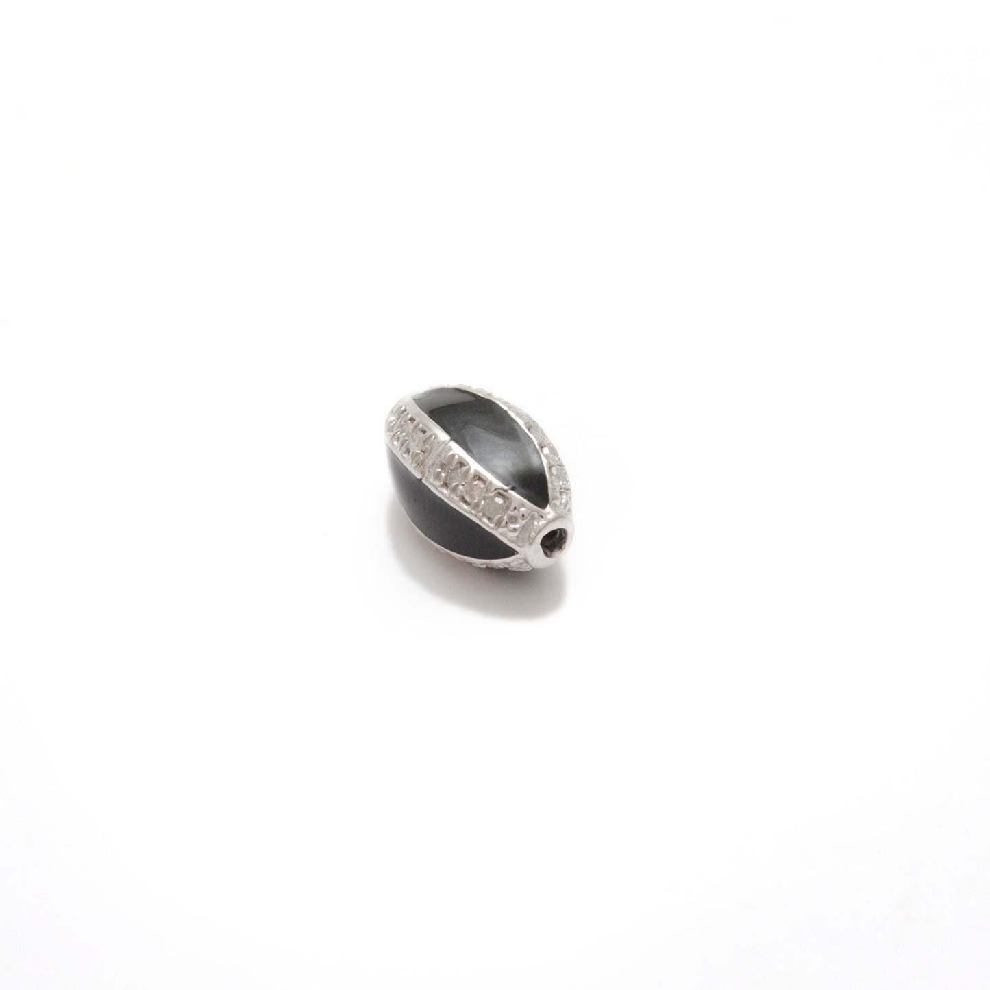 Blue Sapphire Ruby Diamond Pavé Oval Bead – Sterling Silver Findings