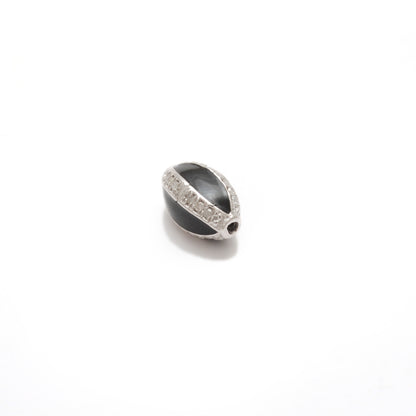 Blue Sapphire Ruby Diamond Pavé Oval Bead – Sterling Silver Findings