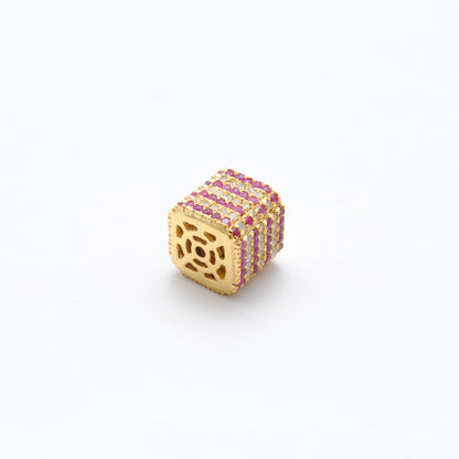 Silver Diamond Ruby & Sapphire Charm Spacer Beads – DIY Jewelry Craft