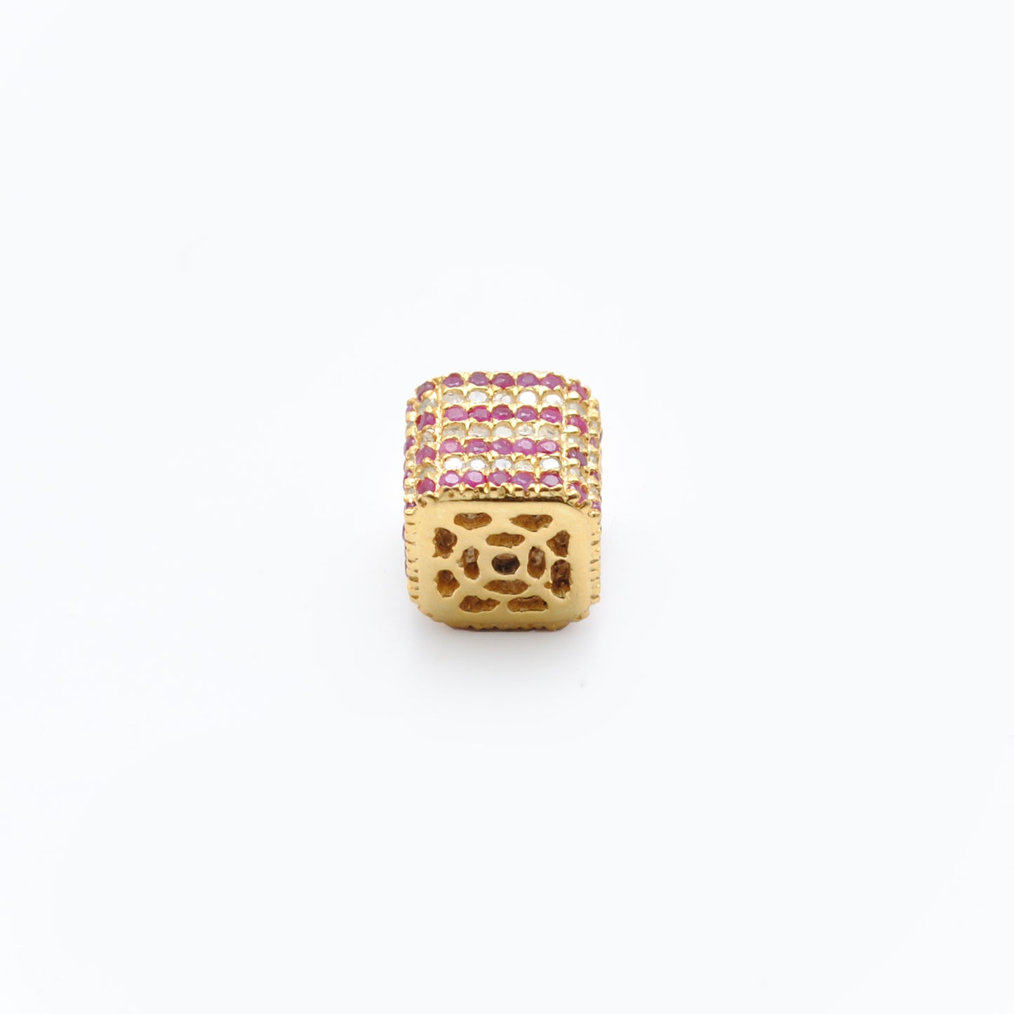 Silver Diamond Ruby & Sapphire Charm Spacer Beads – DIY Jewelry Craft