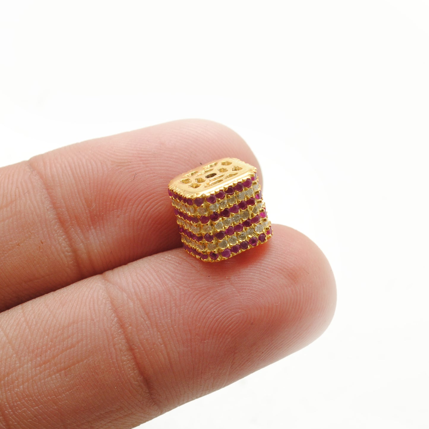 Silver Diamond Ruby & Sapphire Charm Spacer Beads – DIY Jewelry Craft