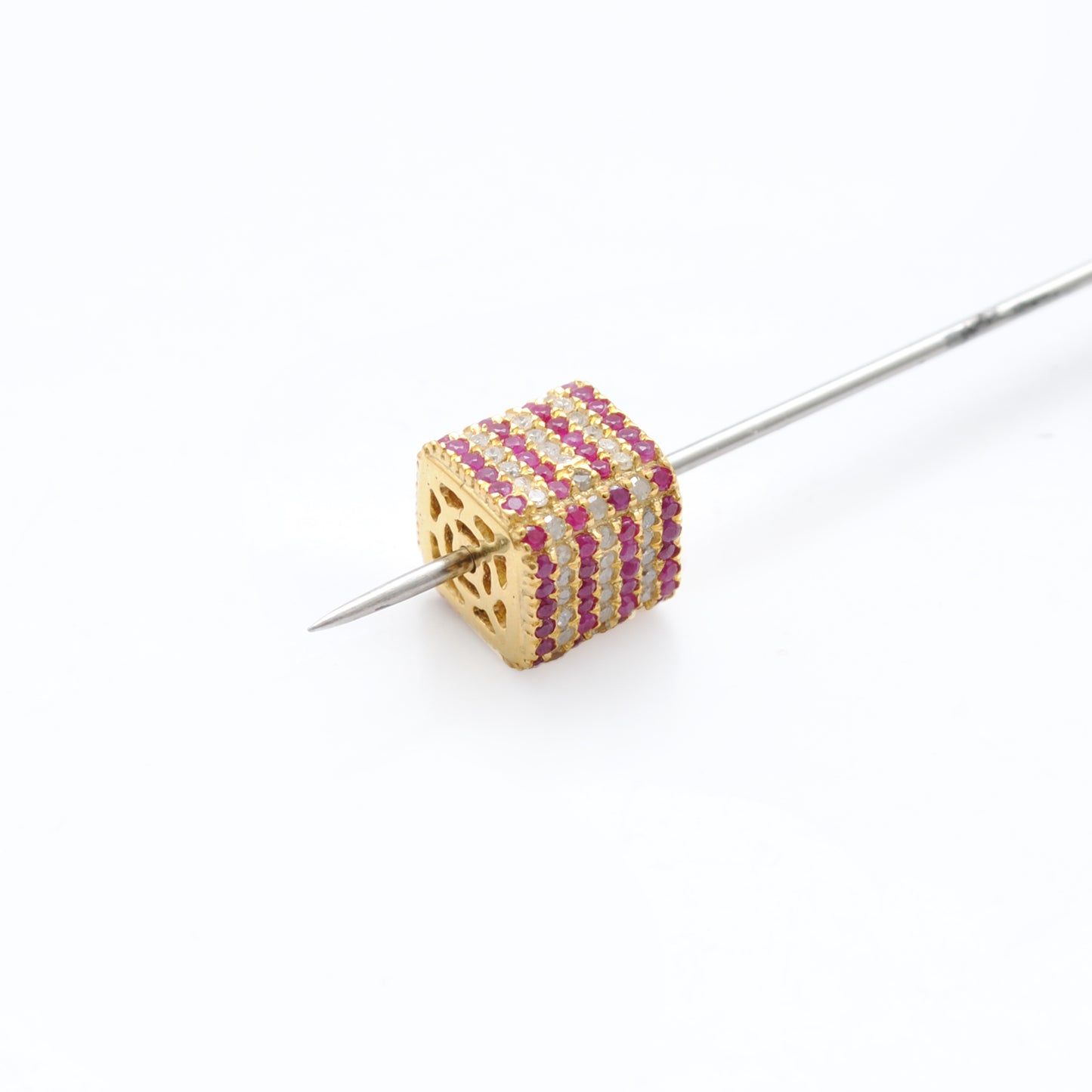 Silver Diamond Ruby & Sapphire Charm Spacer Beads – DIY Jewelry Craft