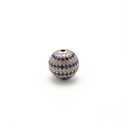 10mm Diamond Pave Spacer Bead with Ruby & Blue Sapphire | Silver Jewelry Charm