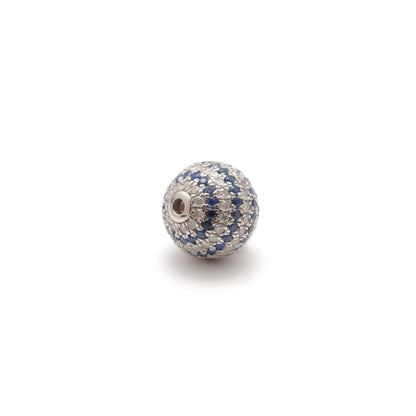 10mm Diamond Pave Spacer Bead with Ruby & Blue Sapphire | Silver Jewelry Charm