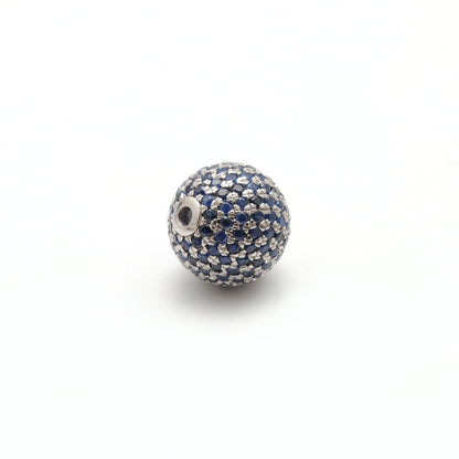 10mm Diamond Pave Spacer Bead with Ruby & Blue Sapphire | Silver Jewelry Charm