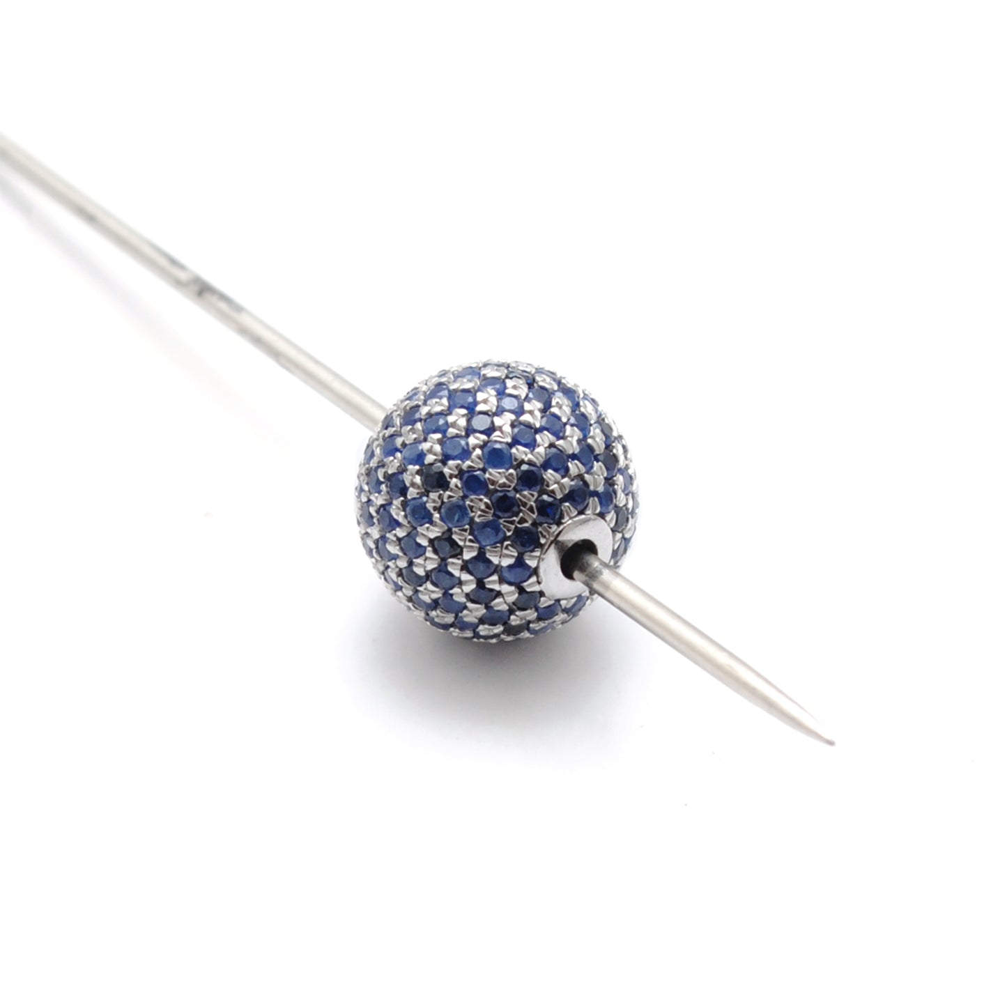 10mm Diamond Pave Spacer Bead with Ruby & Blue Sapphire | Silver Jewelry Charm