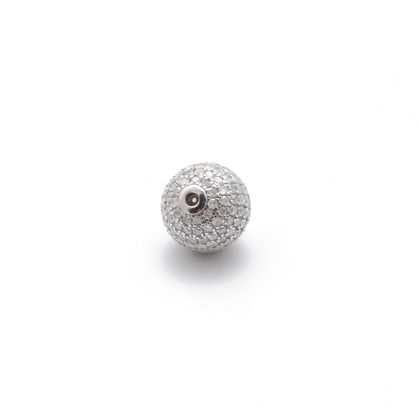 10mm Diamond Pave Spacer Bead with Ruby & Blue Sapphire | Silver Jewelry Charm