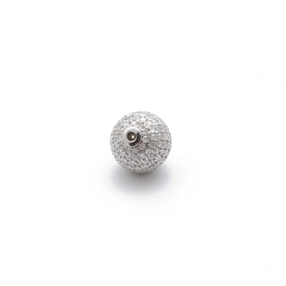 10mm Diamond Pave Spacer Bead with Ruby & Blue Sapphire | Silver Jewelry Charm
