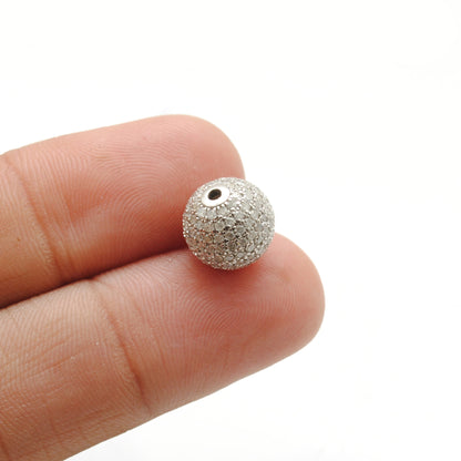 10mm Diamond Pave Spacer Bead with Ruby & Blue Sapphire | Silver Jewelry Charm