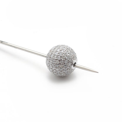 10mm Diamond Pave Spacer Bead with Ruby & Blue Sapphire | Silver Jewelry Charm