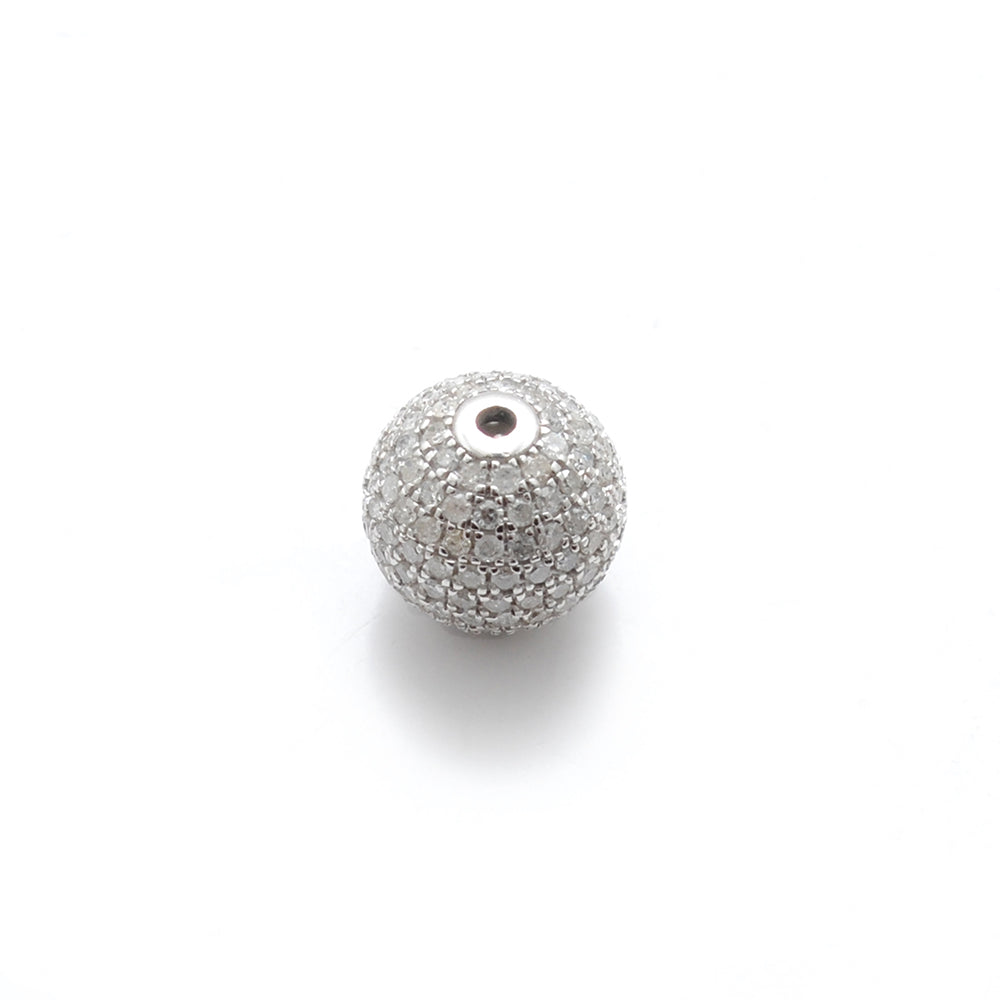 10mm Diamond Pave Spacer Bead with Ruby & Blue Sapphire | Silver Jewelry Charm