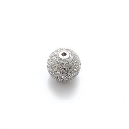 10mm Diamond Pave Spacer Bead with Ruby & Blue Sapphire | Silver Jewelry Charm