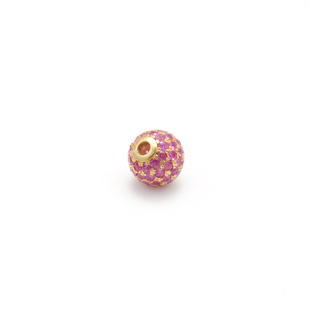 6mm Sterling Silver Pave Diamond Ruby & Blue Sapphire Round Spacer Ball Beads