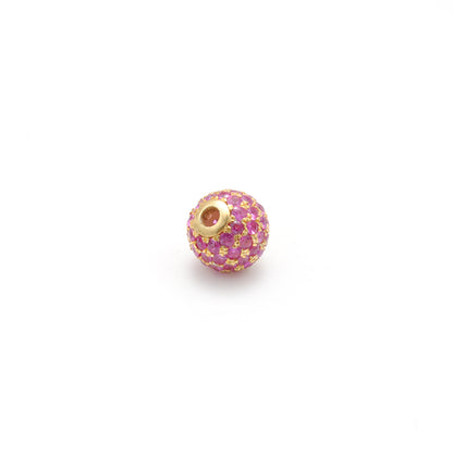 6mm Sterling Silver Pave Diamond Ruby & Blue Sapphire Round Spacer Ball Beads