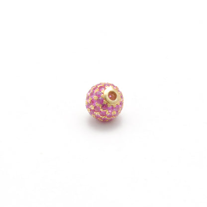 6mm Sterling Silver Pave Diamond Ruby & Blue Sapphire Round Spacer Ball Beads
