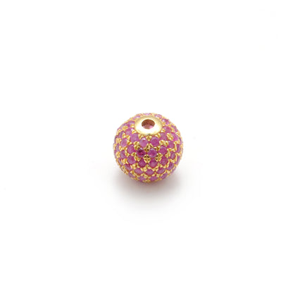 8mm Diamond Pave Ruby Sapphire Silver Spacer Beads for Jewelry Making