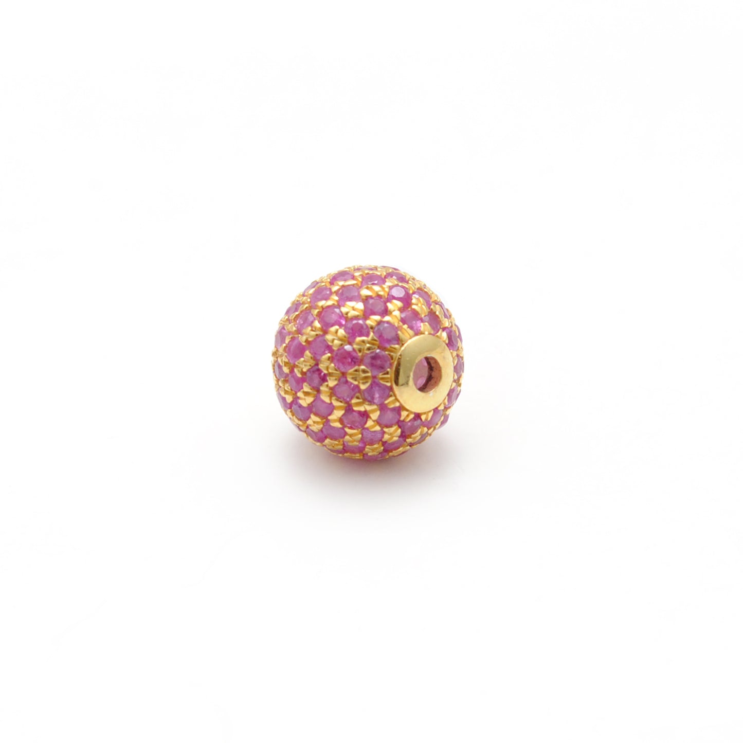8mm Diamond Pave Ruby Sapphire Silver Spacer Beads for Jewelry Making
