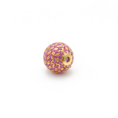 8mm Diamond Pave Ruby Sapphire Silver Spacer Beads for Jewelry Making