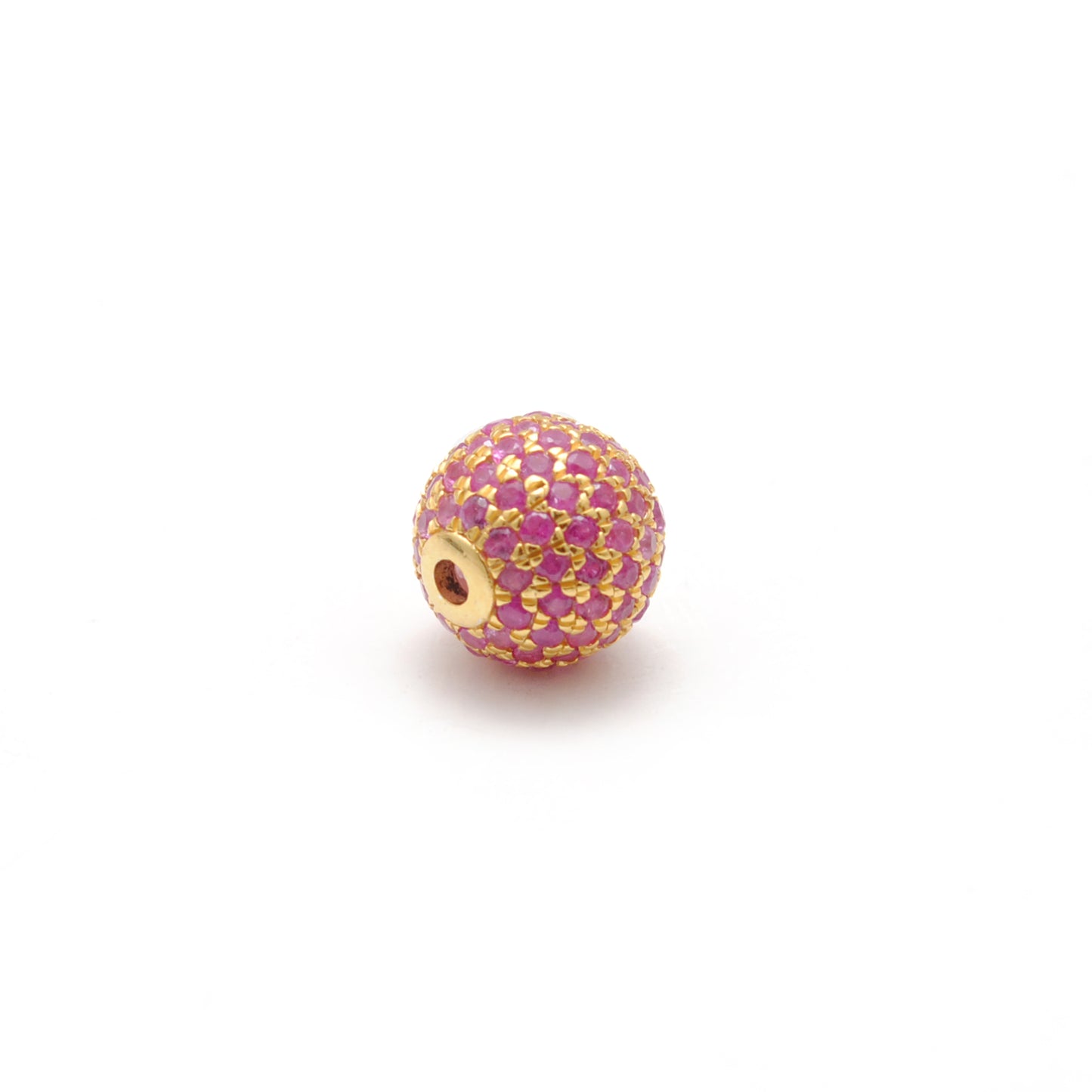8mm Diamond Pave Ruby Sapphire Silver Spacer Beads for Jewelry Making