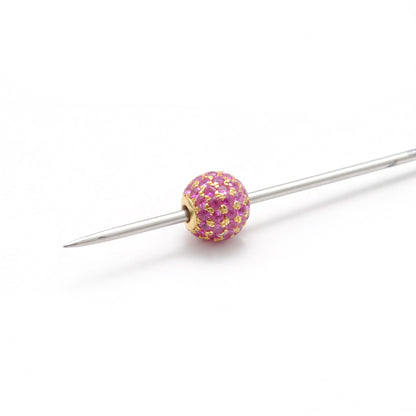 6mm Sterling Silver Pave Diamond Ruby & Blue Sapphire Round Spacer Ball Beads