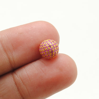 8mm Diamond Pave Ruby Sapphire Silver Spacer Beads for Jewelry Making