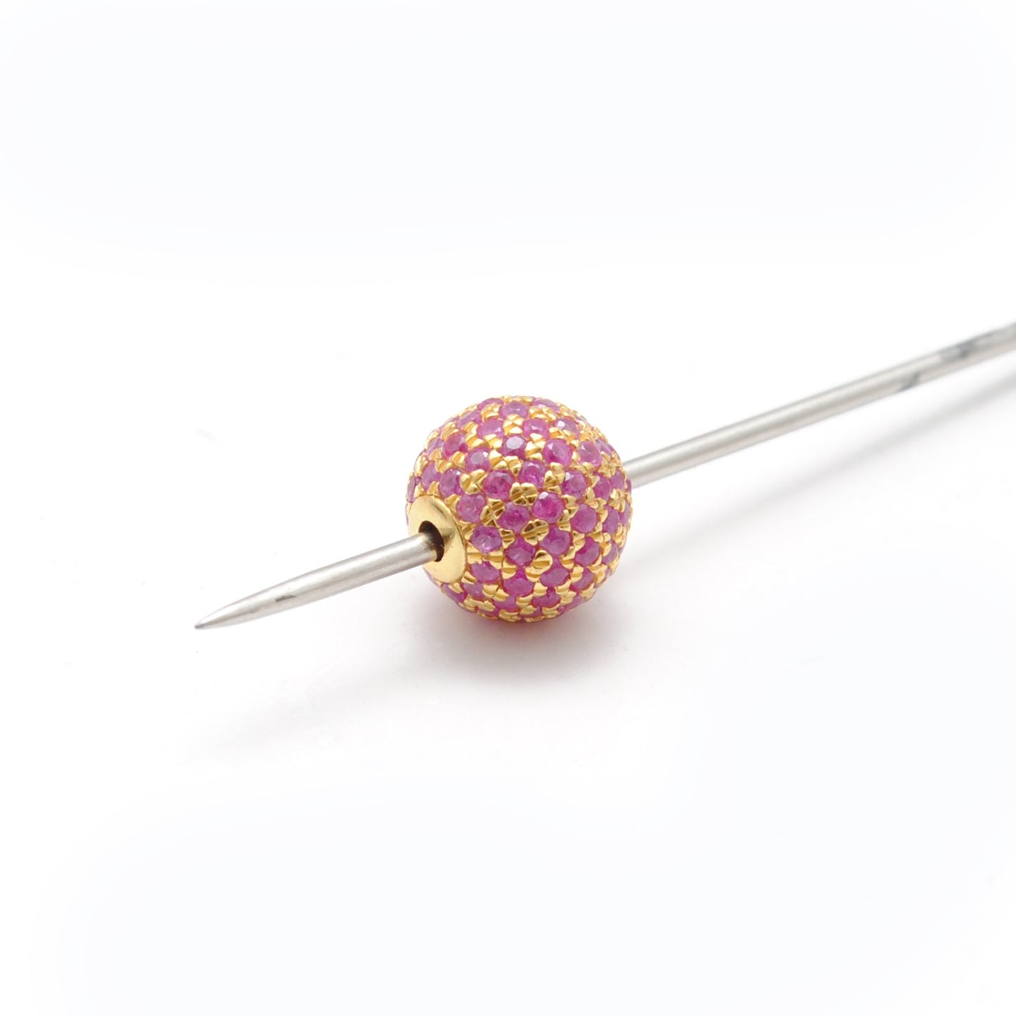 8mm Diamond Pave Ruby Sapphire Silver Spacer Beads for Jewelry Making