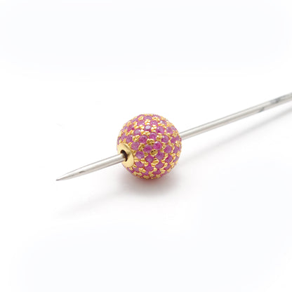 8mm Diamond Pave Ruby Sapphire Silver Spacer Beads for Jewelry Making