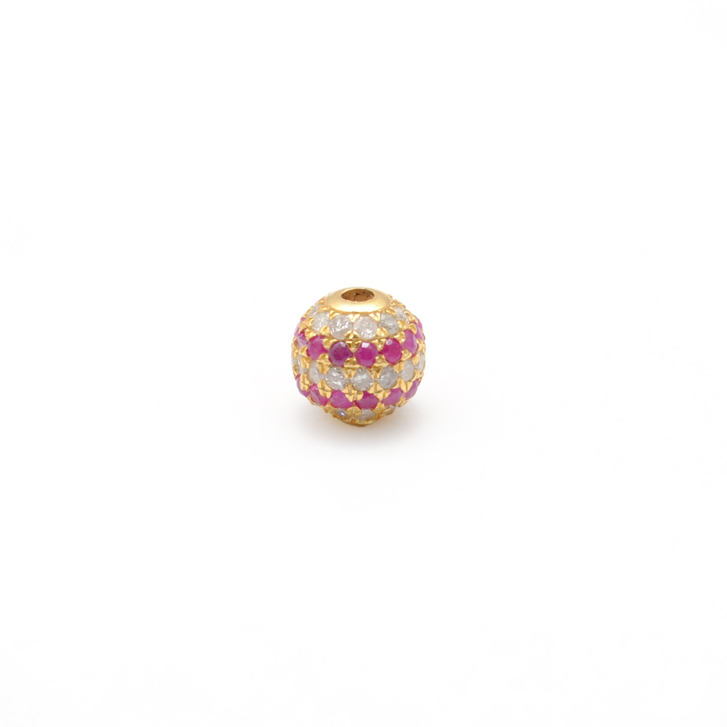 6mm Sterling Silver Pave Diamond Ruby & Blue Sapphire Round Spacer Ball Beads