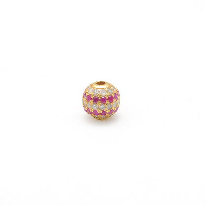 6mm Sterling Silver Pave Diamond Ruby & Blue Sapphire Round Spacer Ball Beads