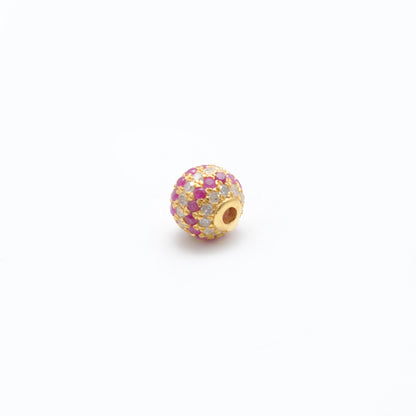 6mm Sterling Silver Pave Diamond Ruby & Blue Sapphire Round Spacer Ball Beads