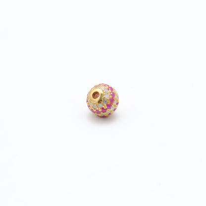 6mm Sterling Silver Pave Diamond Ruby & Blue Sapphire Round Spacer Ball Beads
