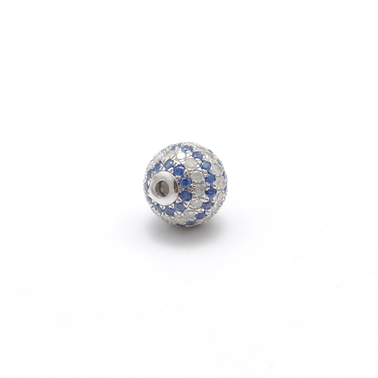 8mm Diamond Pave Ruby Sapphire Silver Spacer Beads for Jewelry Making