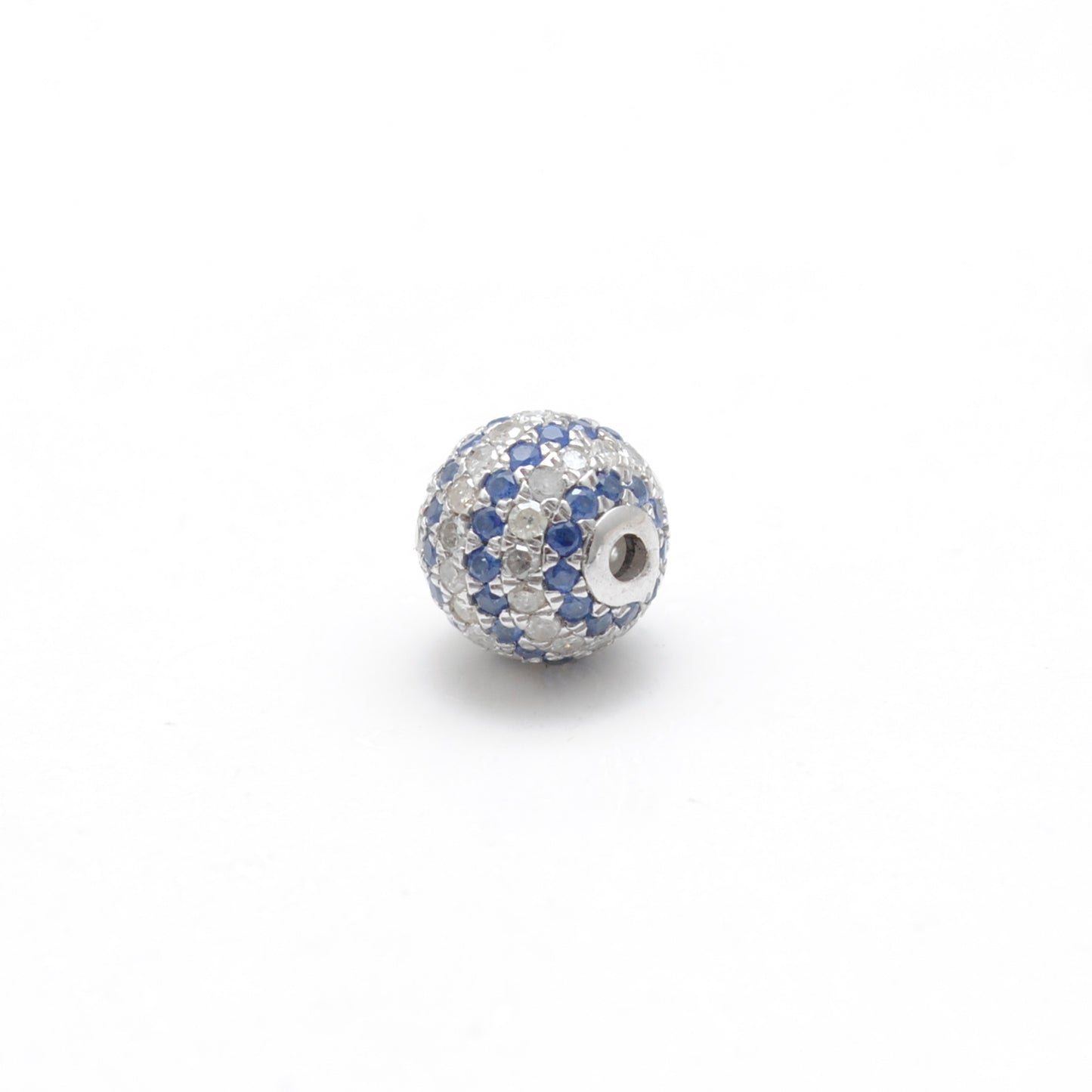 8mm Diamond Pave Ruby Sapphire Silver Spacer Beads for Jewelry Making