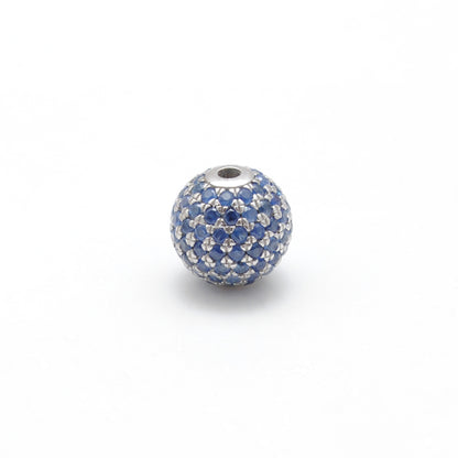 8mm Diamond Pave Ruby Sapphire Silver Spacer Beads for Jewelry Making