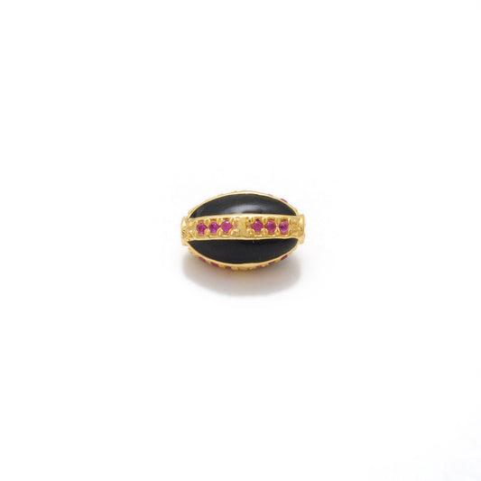 Blue Sapphire Ruby Diamond Pavé Oval Bead – Sterling Silver Findings