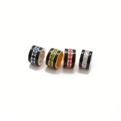Sterling Silver Pavé Wheel Spacer Bead – Ruby Tsavorite Sapphire Diamond
