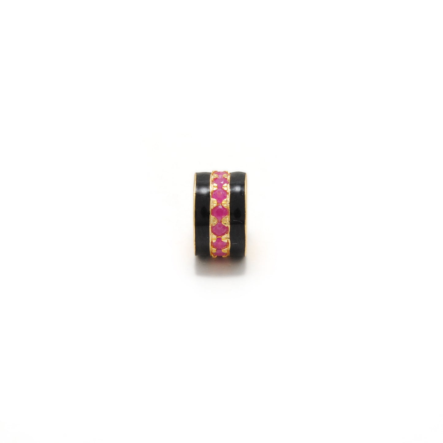 Sterling Silver Pavé Wheel Spacer Bead – Ruby Tsavorite Sapphire Diamond