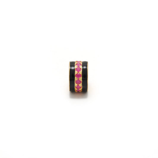 Sterling Silver Pavé Wheel Spacer Bead – Ruby Tsavorite Sapphire Diamond