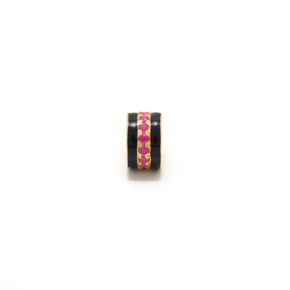 Sterling Silver Pavé Wheel Spacer Bead – Ruby Tsavorite Sapphire Diamond