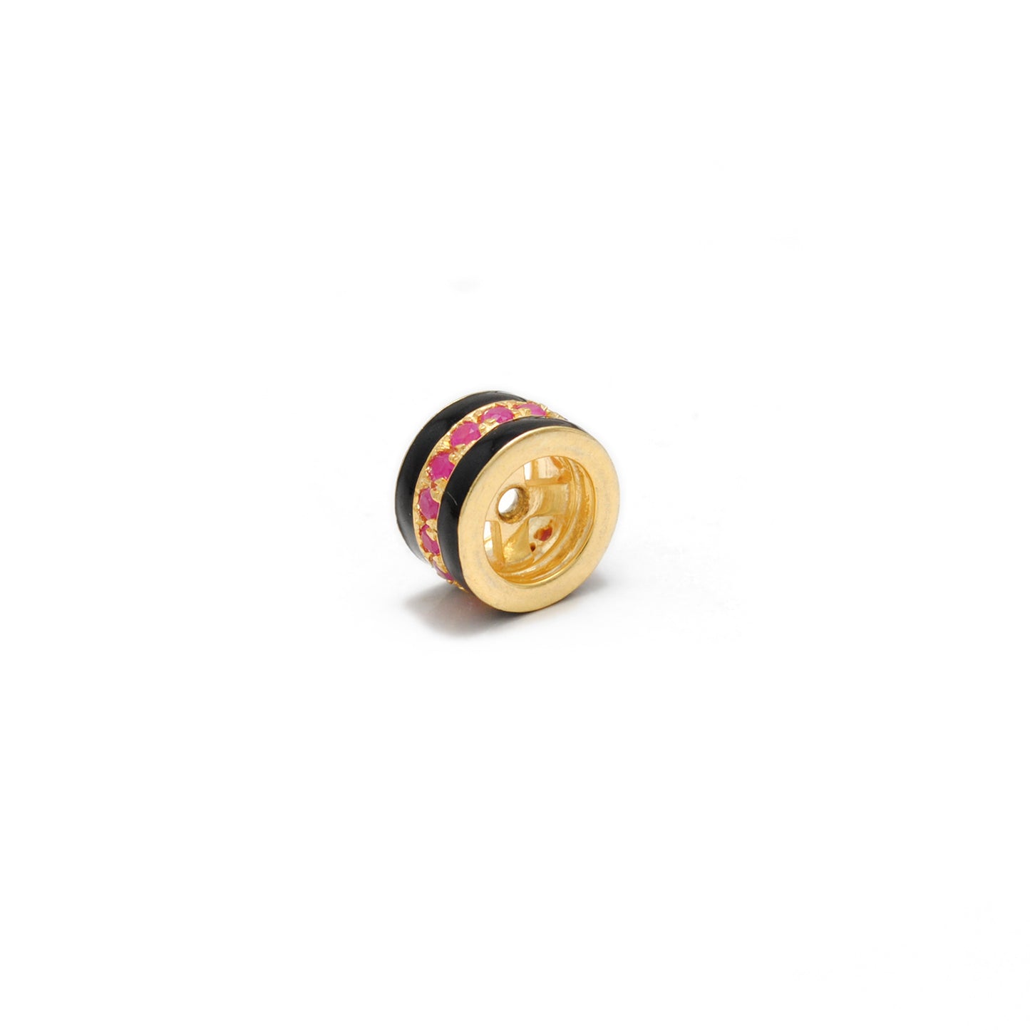 Sterling Silver Pavé Wheel Spacer Bead – Ruby Tsavorite Sapphire Diamond
